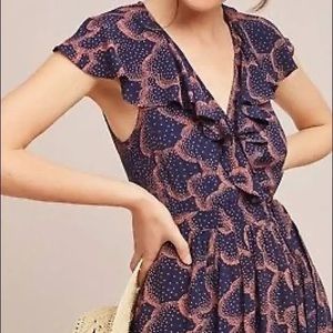 Anthropologie Maeve Rosalia Navy Wrap Dress Sz 4